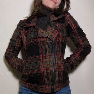 mossimo plaid zip coat